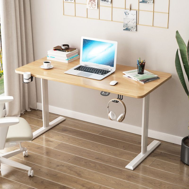 Modern Solid Wood Computer Desk Rectangular Shape Task Desk with 2-Legs for Home