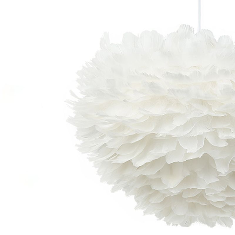 Shaded Bedroom Chandelier Light Fixture Feather Simplistic Ceiling Pendant Light