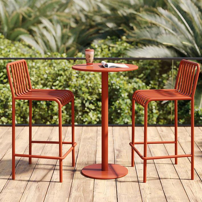 Contemporary Metal Round Bar Table Outdoor Pedestal Bar Dining Table