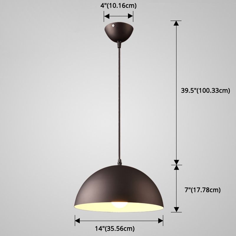 Metal Ribbed Dome Hanging Light 1-Light Nordic minimaliste Style suspendu lampe pour restaurant