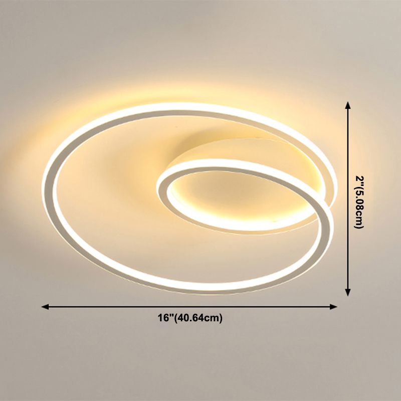 1-Light Ribbon Led Flush Mount Fixture Modern Style Metal Semi Mount Lighting