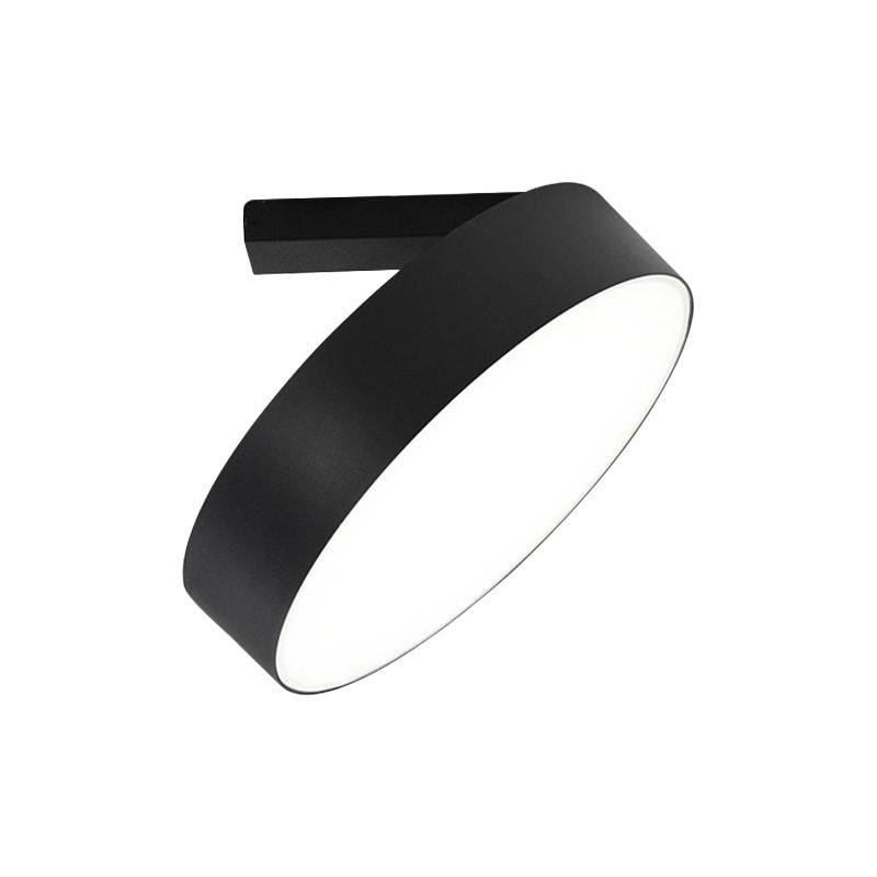 8 "/12" W Round Corridor Flushmount Light Modern Metallic LED Black Flush Mount Ceiling Lamp Fixture