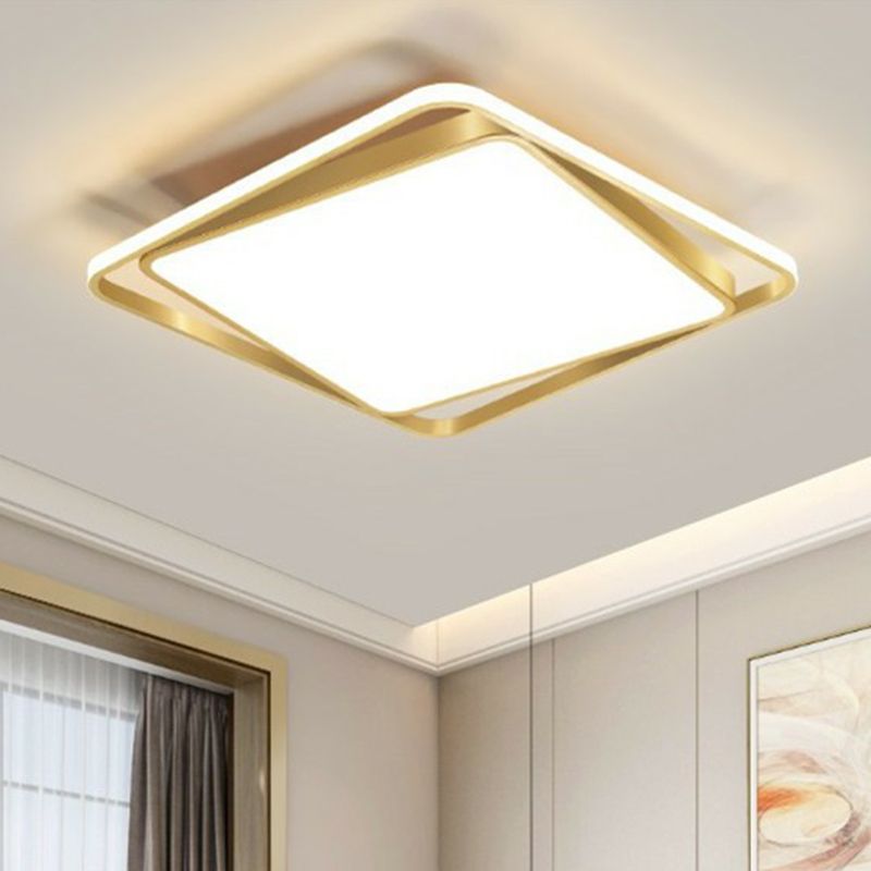Geometrical Flush Mount Lighting Minimalist Acrylic Bedroom LED Flush Mount Fixture in Gold