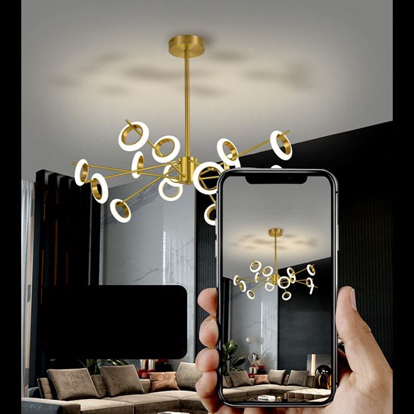 Ultra-modern Multiple Rings Chandelier Lamp Acrylic Suspension Pendant Light for Restaurant