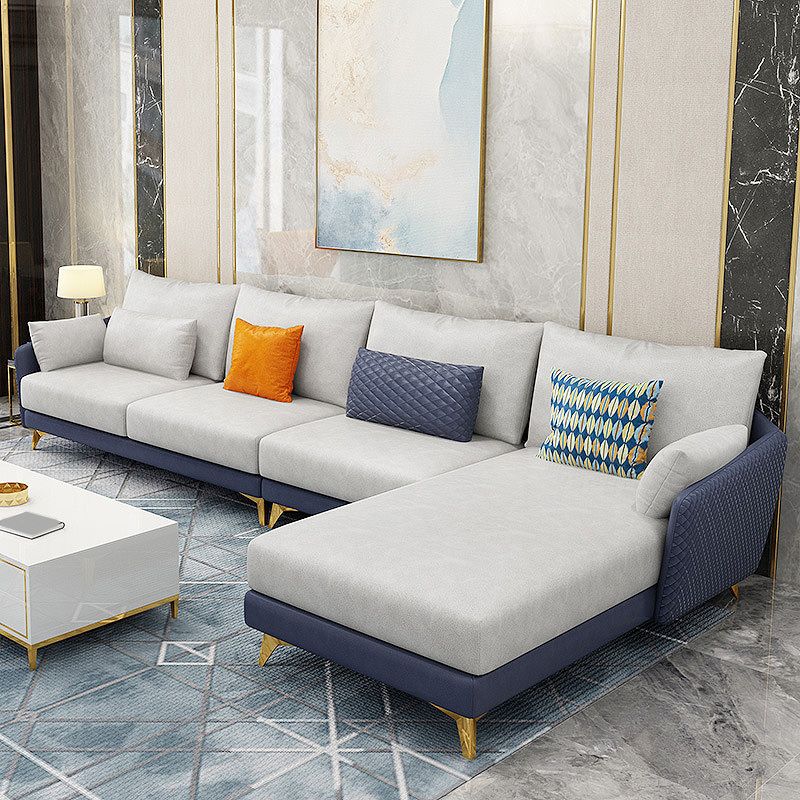 Modernism Stain Resistant Sofa & Chaise 4-Seater Faux Leather Sectional