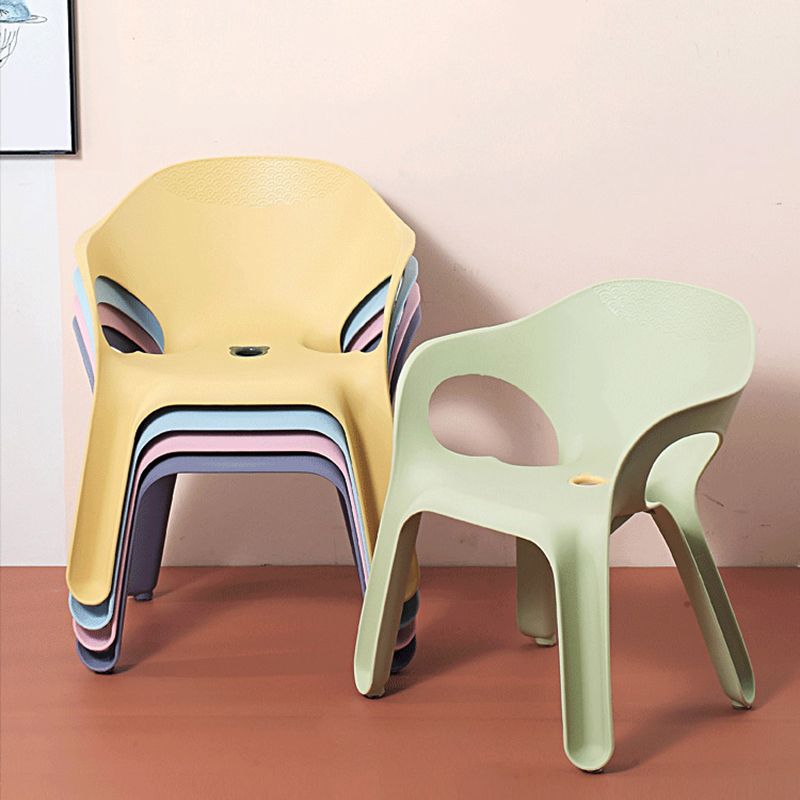 Sillas de comedor apilables de estilo minimalista, respaldo sólido de plástico, silla lateral para uso doméstico