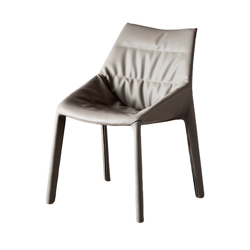 Modern Gray Dining Side Chair Faux Leather Armless Dining Chairs