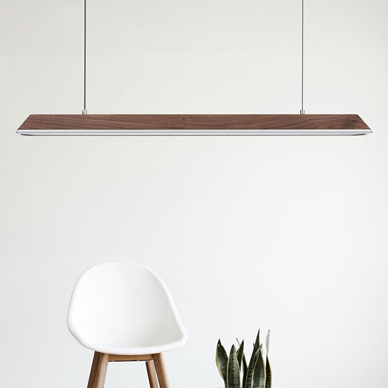 Modern 1-Light Island Light Linear Wood Island Chandelier Lights for Office