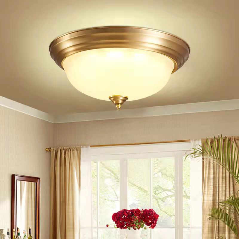 Glass Gold Flush Mount Ceiling Fixture Dome Minimalist Flush Light Fixture