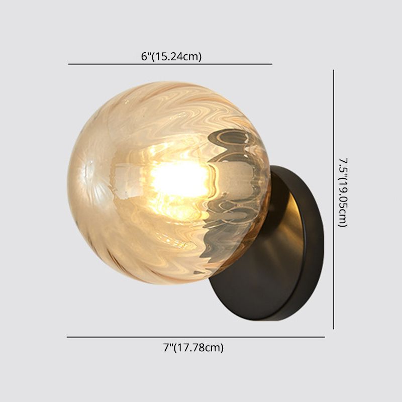 Modern Simplicity Wall Sconce 1 Light Metal Wall Lamp with Glass Ball Shade