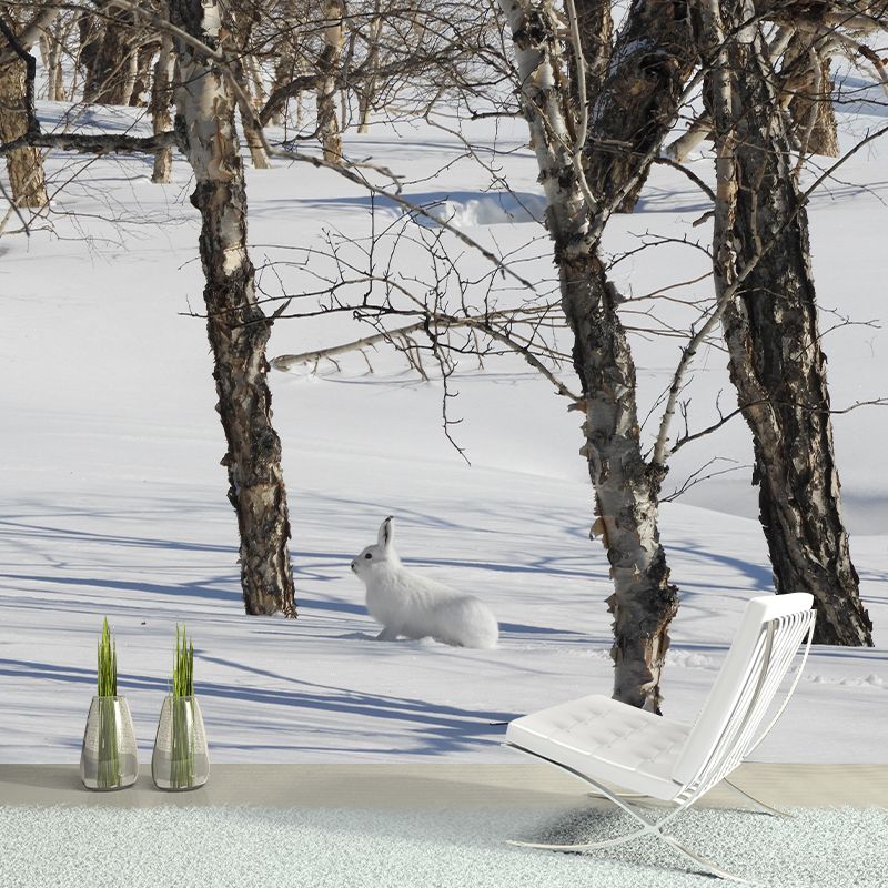 Hare Animal Mural Wallpaper Stain Resistant Wall Covering for Living Room