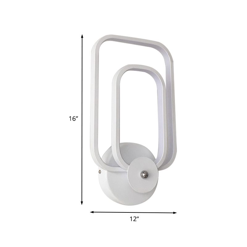 Rectangle Frame Aluminum Sconce Minimalist LED White Wall Mount Lighting in Warm/White Light