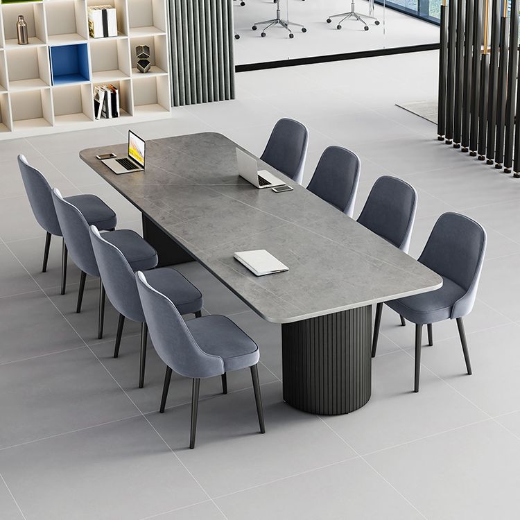 Contemporary Stone Curved Office Desk 29.53-inch Tall Writing Desk