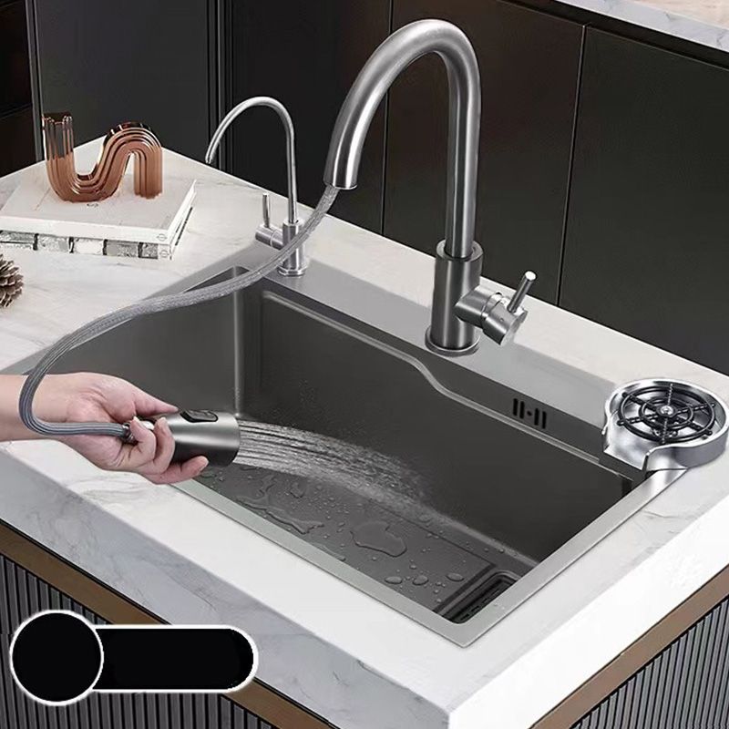 Modern Kitchen Bar Sink Stainless Steel with Basket Strainer Workstation Ledge