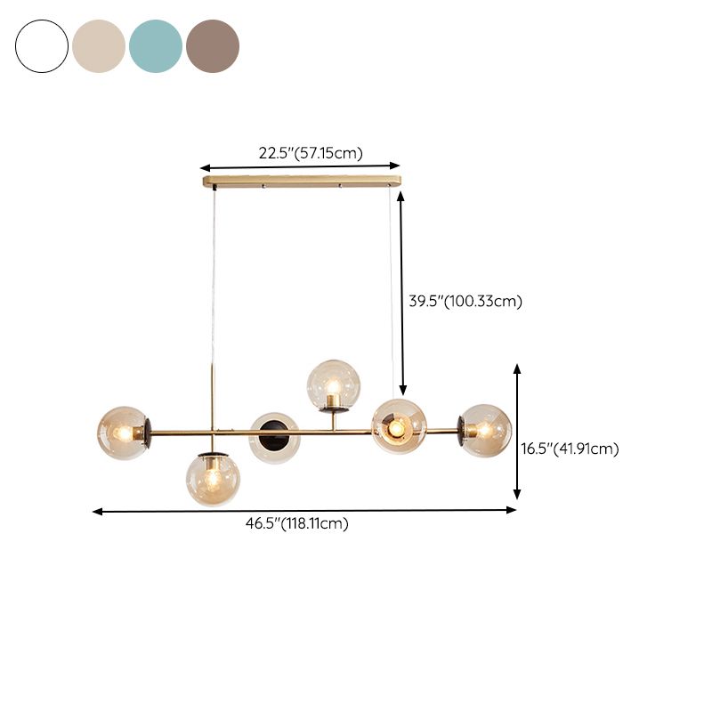 Modern Island Lighting Fixture Glass Hanging Light for Dining Room