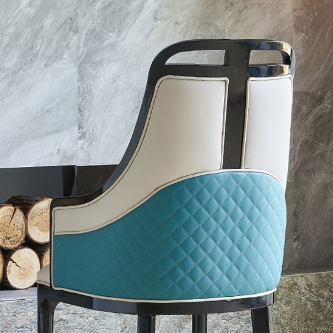 Faux Leather Dining Chairs Upholstered Arm Chairs with Wood Base