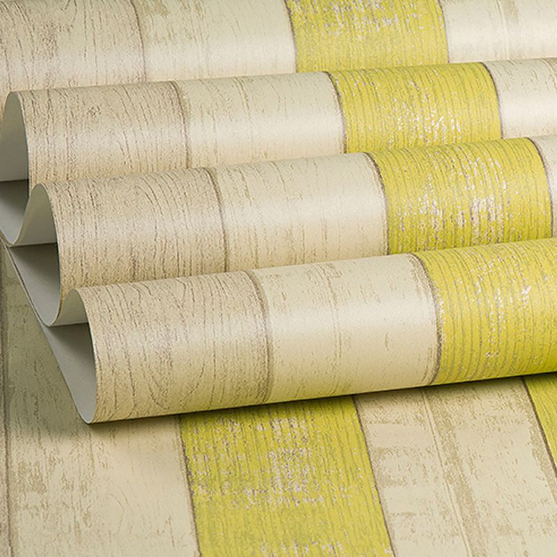 Rollo de papel tapiz de tablón de madera amarillo, decoración de pared para sala de estar, cabaña resistente a la humedad