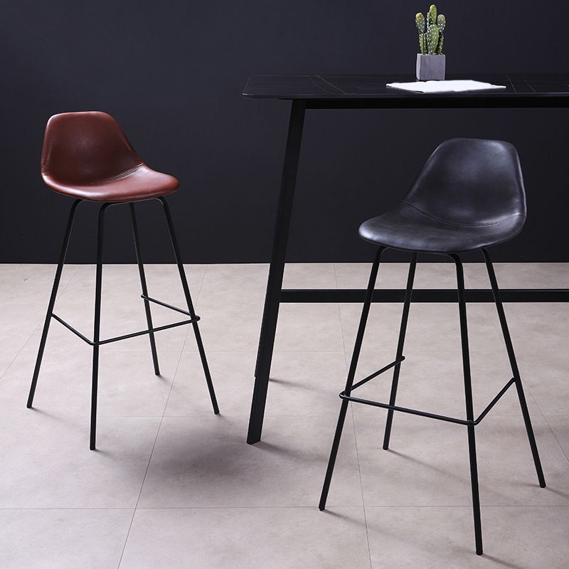 Leather Bar Stool Modern Low Back Counter Stool for Bristol with Metal Base