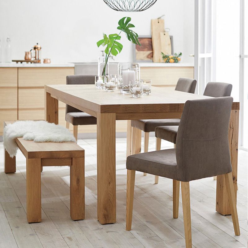 Rectangle 4 Legs Dining Table Modern Style Pine Wood Table for Kitchen