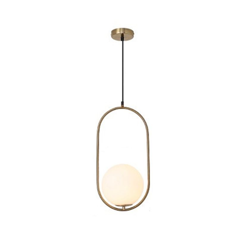 Goldene Kugel Drop Lampe zeitgenössische 1 Glühbirnen -Creme -Glas -Deckenleuchte für Schlafzimmer