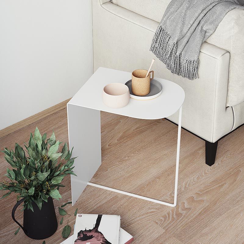 Rectangular Metal Table with Abstract Base Design mid-century Modern Style Side Table