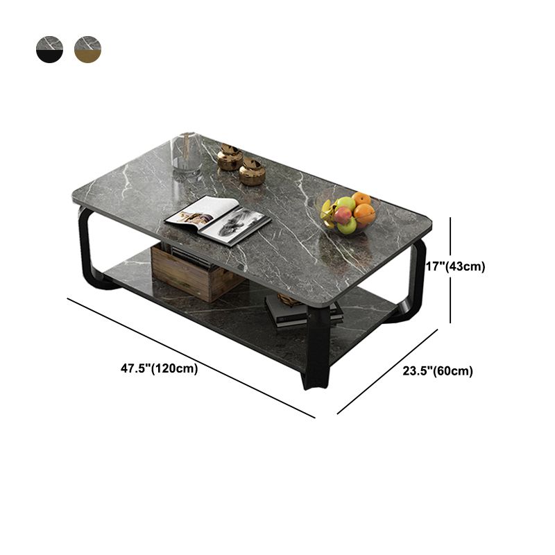Glam Coffee Table with Cross Legs and Storage Shelf Cocktail Table