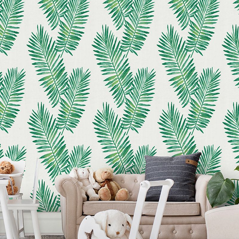 Self Stick Palm Leaf Wallpaper Tropical PVC Easy Peel Off Wall Decor in Green, 34.2-sq ft