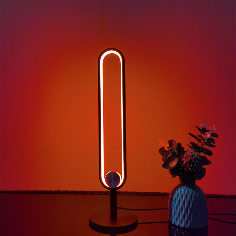 Lampada da tavolo a forma ovale in alluminio stile contemporaneo 1 luce da tavolo per camera da letto