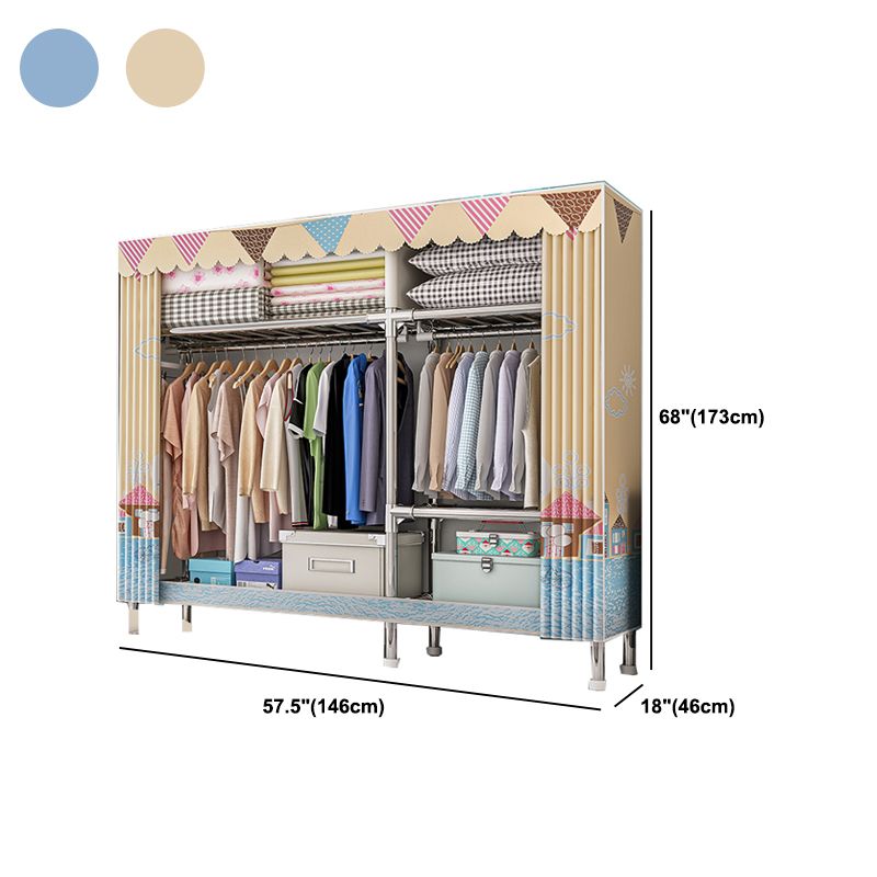 Stainless steel Frame Wardrobe Armoire Modern Home Wardrobe Cabinet