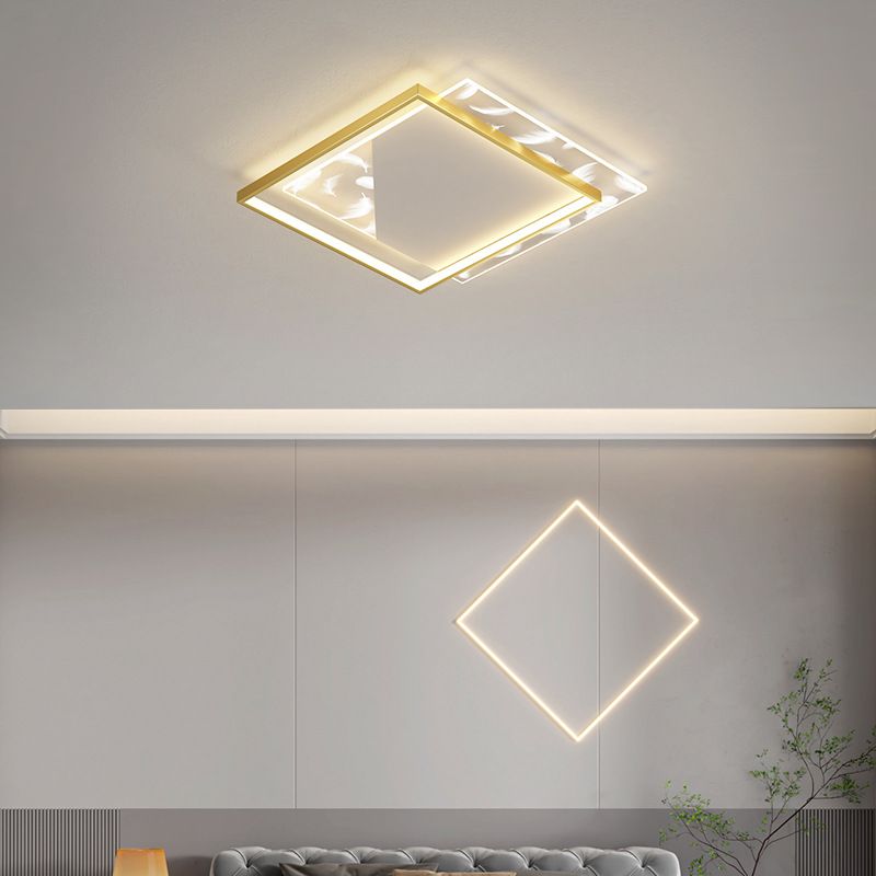 Stile moderno a forma quadra a forma di luce metallica 2 illuminazione a soffitto per sala da pranzo