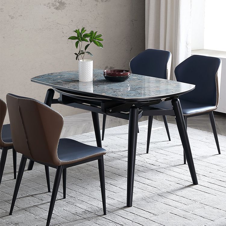Modern Scalable Dinette Set 1/4/5/7 Pieces Round Blue Sintered Stone Top Dining Table Set