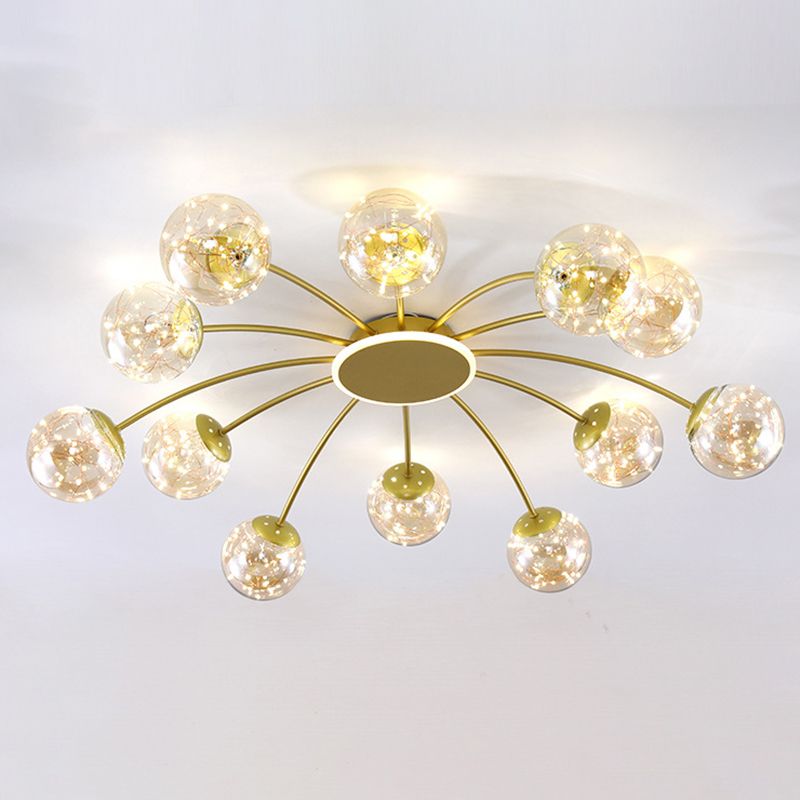 Bola de vidrio Flush Luz de techo de estilo moderno Montaje Montaje de montaje en oro en oro