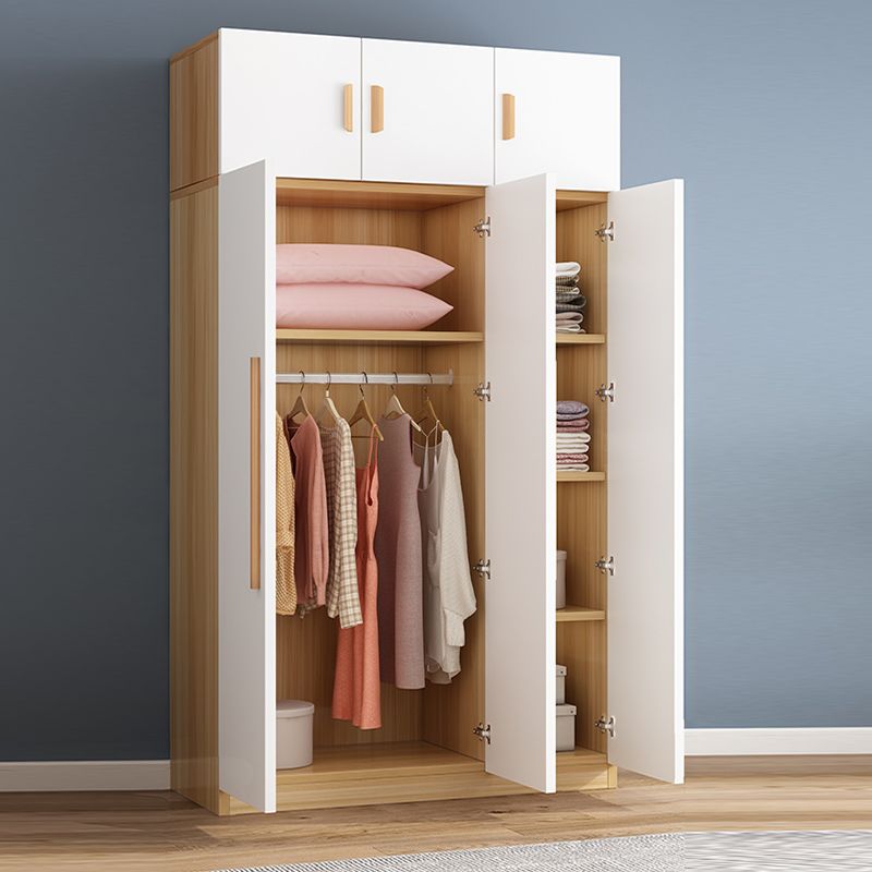 Freestanding Wood Frame Wardrobe Armoire Multifunctional Wardrobe with Soft Close Doors