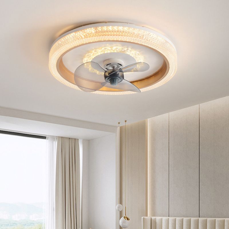 2-Lights Modern Round Fan Light Metal Colorful LED Flush Mount Light for Bedroom