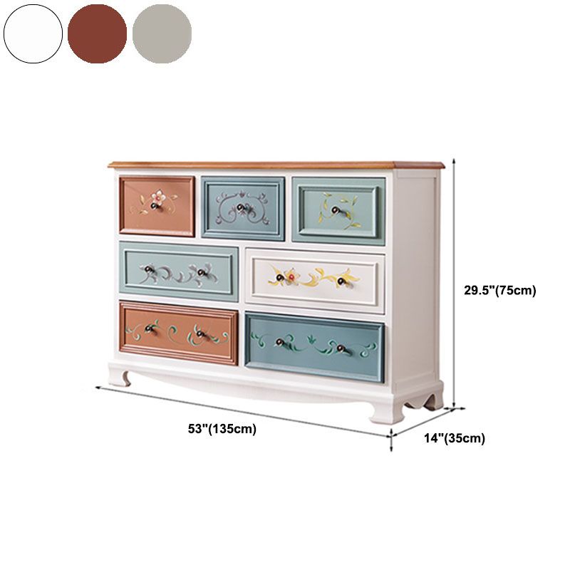 Coastal Storage Chest Dresser Solid Wood Dresser with 7/8/10/12 Drawers