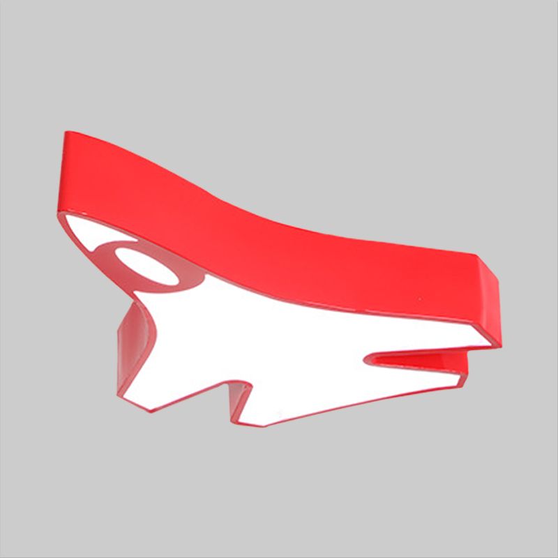 Acrylic Airplane Flush Lamp Minimalist LED Ceiling Mounted Fixture in Red/Yellow/Blue, Warm/White Light