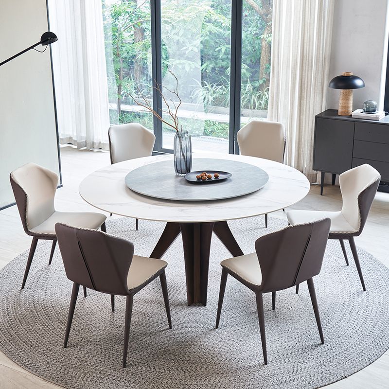 Stone Dining Table Simple Style Round Dining Site Table with Turntable