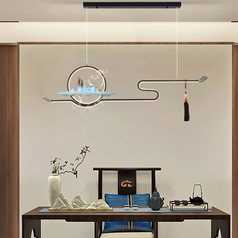 Resina luces colgantes colgantes chinas lámparas colgantes lineales modernas para comedor