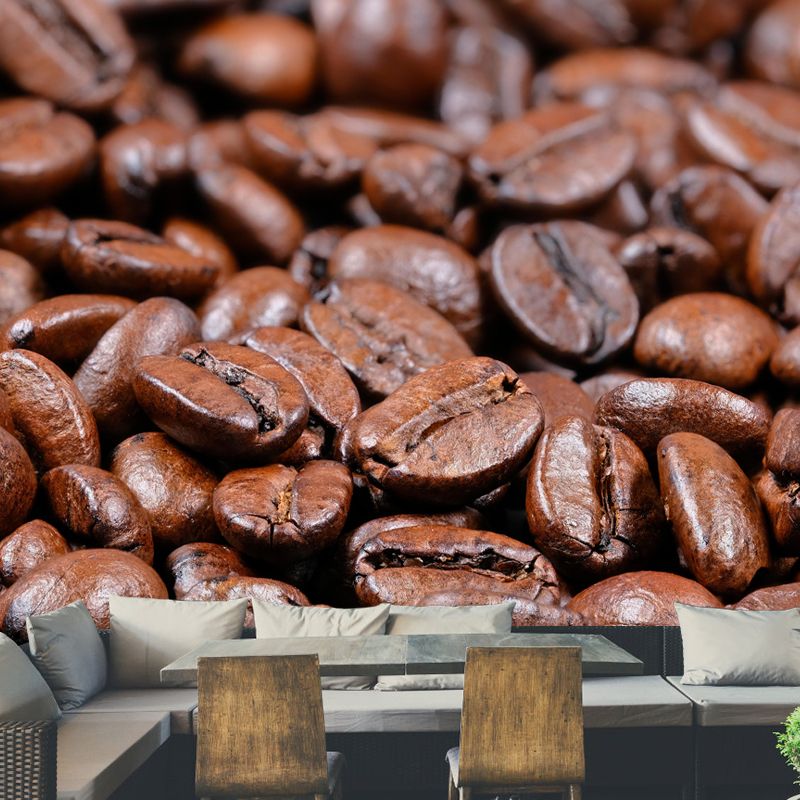 Coffee Beans Mural Wallpaper for Restaurant Decorative Stain Resistant