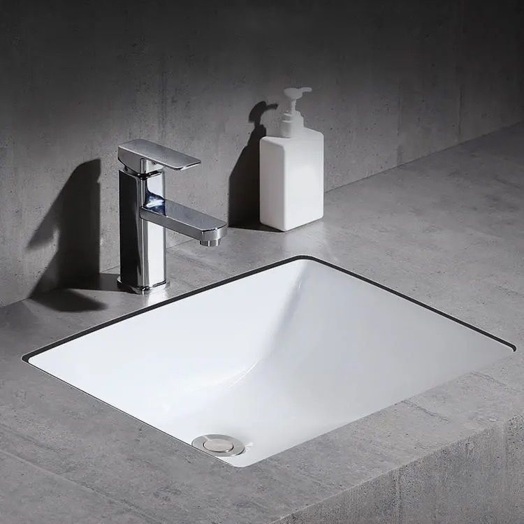 Modern Undermount Vanity Sink Oval Porcelain with Pop-Up Drain Bathroom Sink