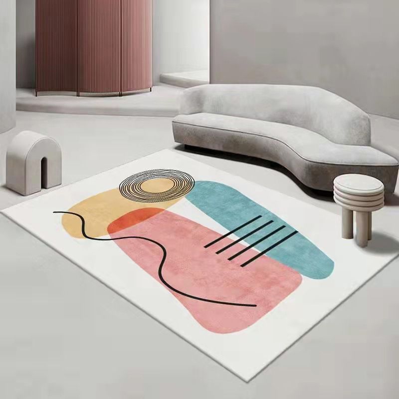 Tapis moderne beige en Polyester, bloc de couleur, avec envers antidérapant, pour la décoration de la maison