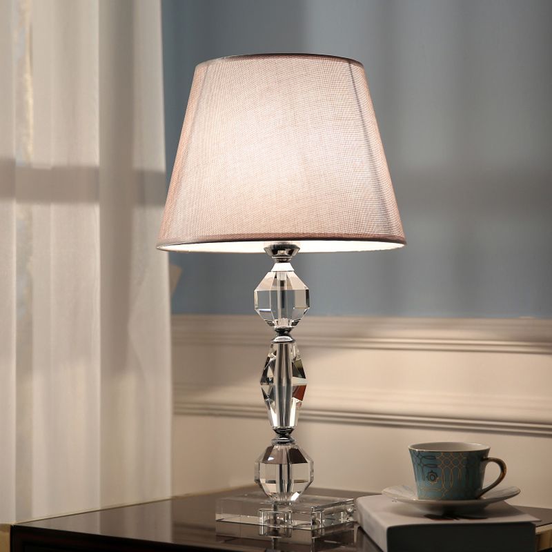 1 hoofd gefacetteerde ballen tafellicht modern heldere kristallen nachtkastje lamp met vat stof schaduw
