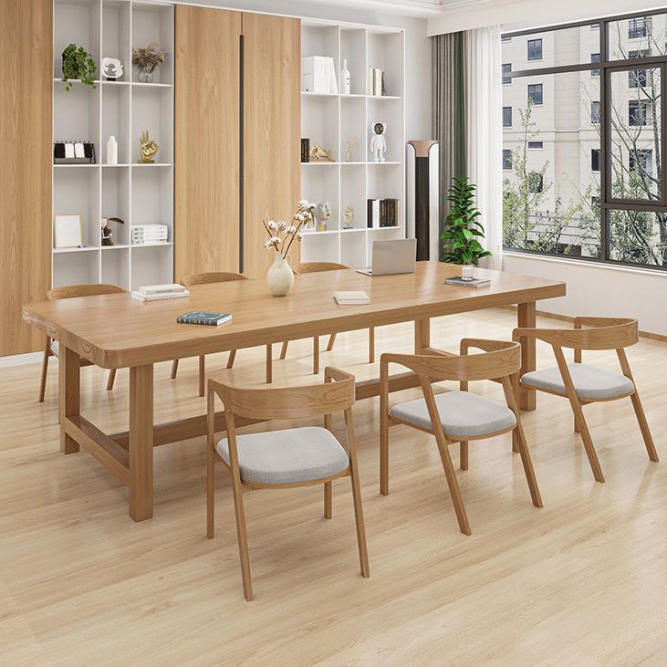Rectangle Trestle Base Dining Table Modern Wood Table for Kitchen