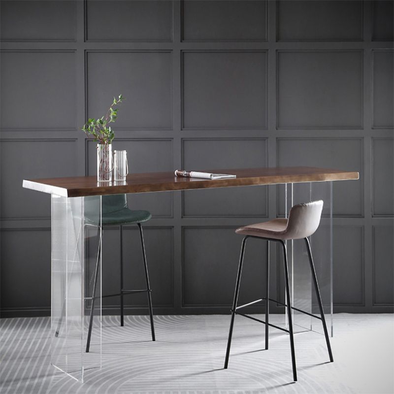 Modern Solid Wood Acrylic Base Bar Table for Kitchen Dining Room