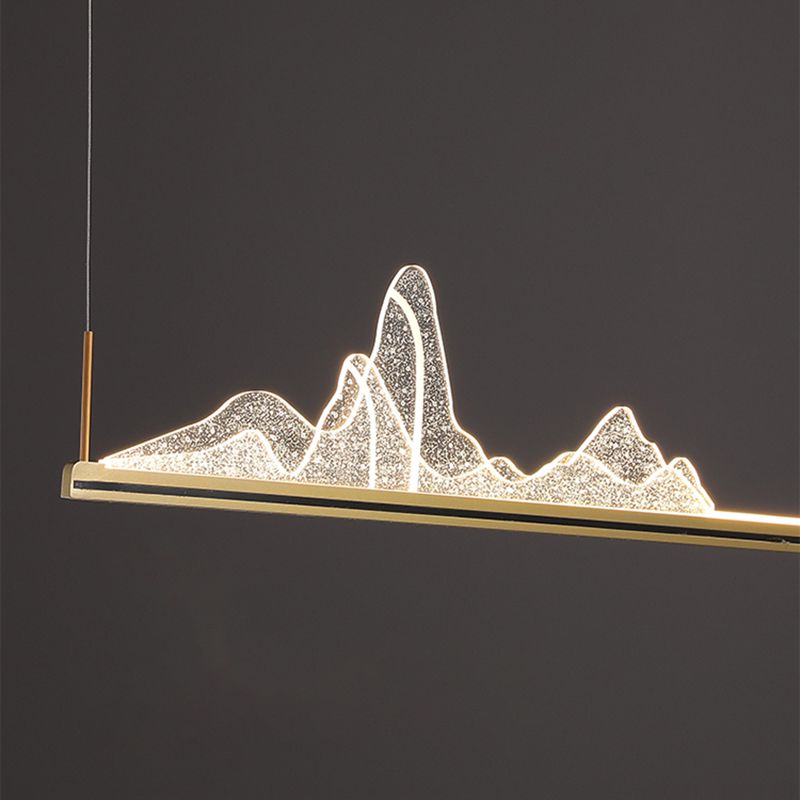 Modern Style Linear Shape Island Lighting Idea Metal 1 Light Island Pendant in Gold