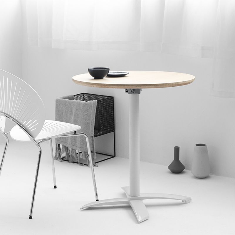 Modern Pedestal Wooden Coffee Table Round Top Shape Folding Cocktail Table
