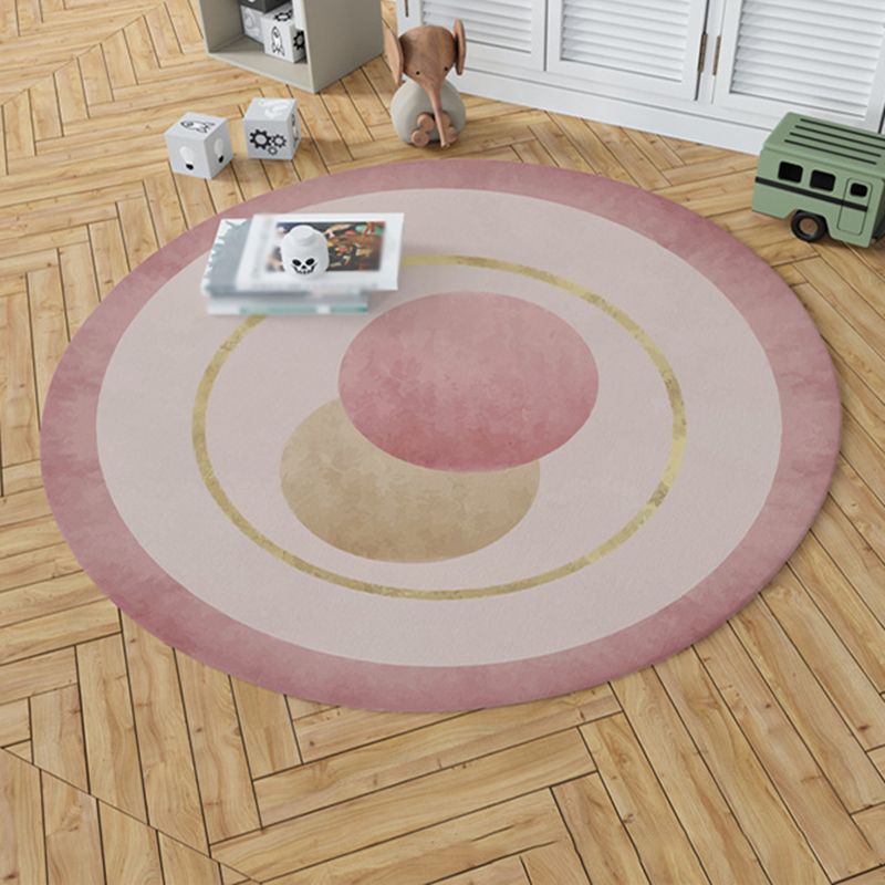 Light Color Modern Area Rug Polyester Round Rug Non-Slip Backing Rug for Home Decor