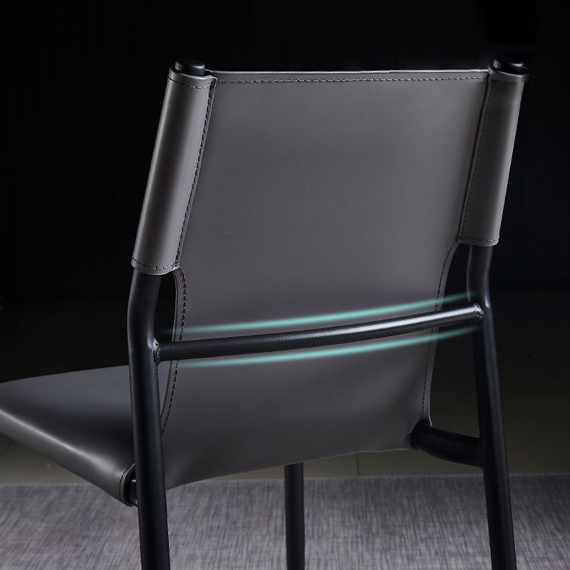 Silla lateral de cuero de diseñador para cafetería, silla de comedor con respaldo sólido
