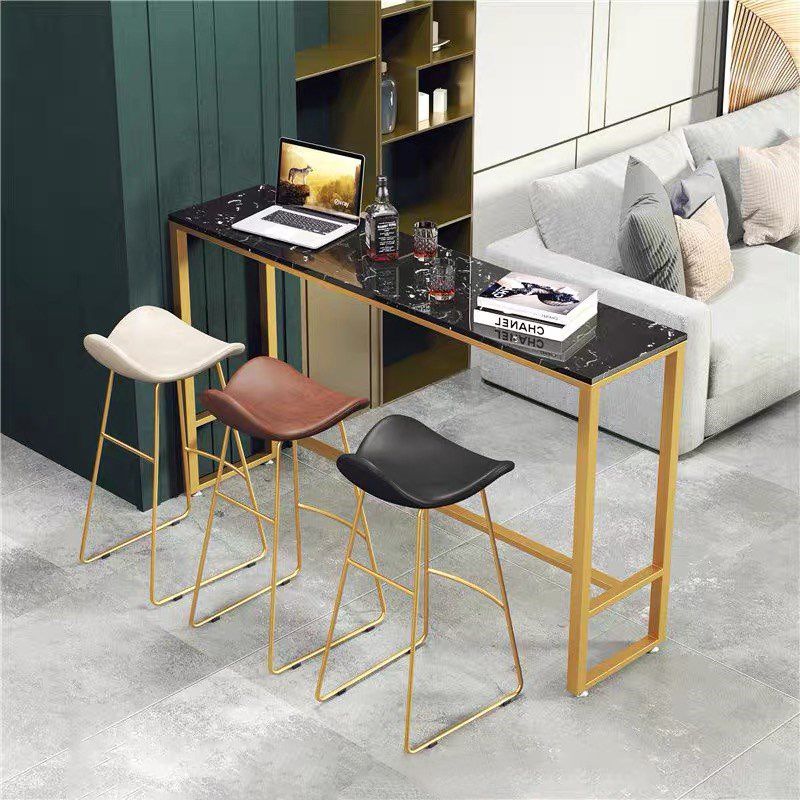 Marble Counter Height Table with Rectangle Table Top Trestle Table - 41.3" H