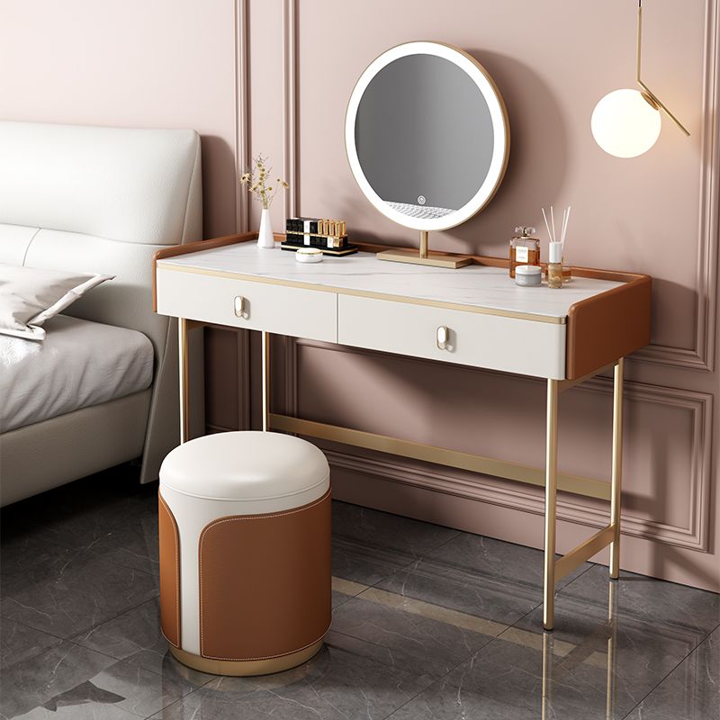 Contemporary Vanity Dressing Table Set Wood Vanity Tables with Slate Top